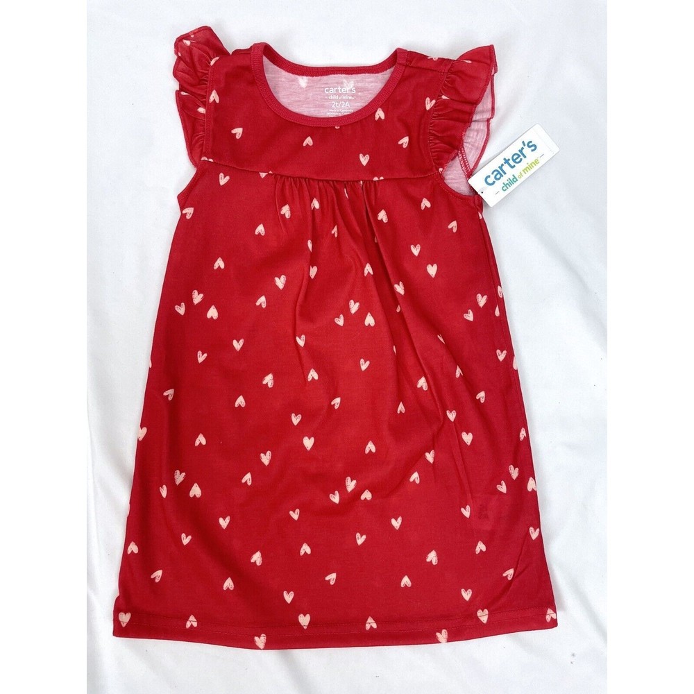 Carters Child‎ of Mine Toddler Girl Red Hearts Nightgown Sleeveless 2T